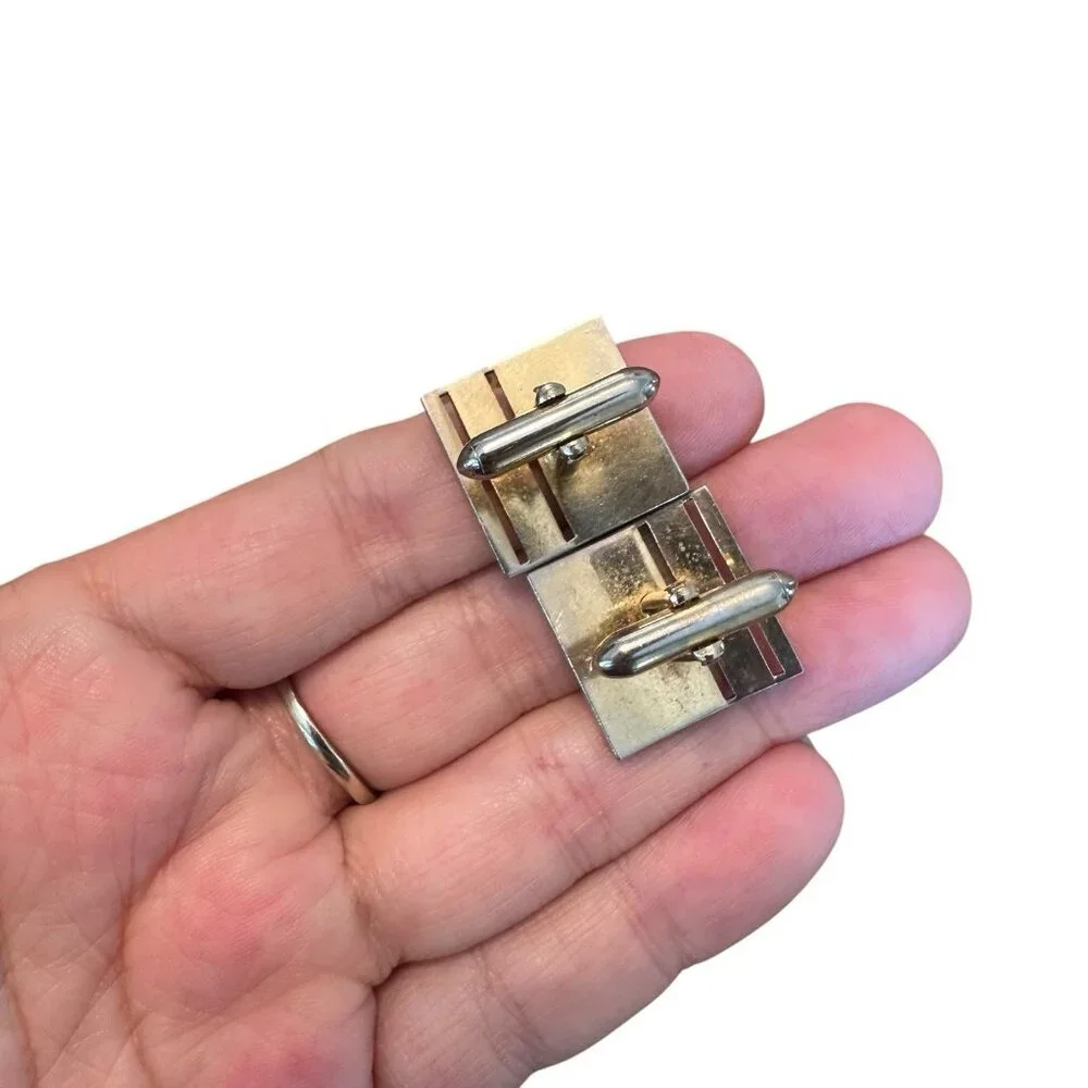 Vintage Swank Cufflinks 2 Pair Gold Tone Mens Mid Century Modern‎ Fashion